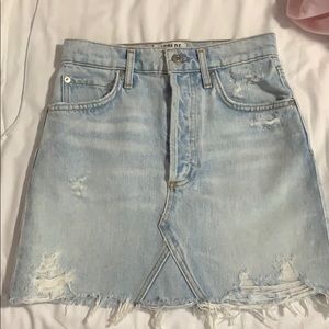 Agolde distressed denim skirt